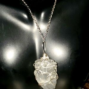 White Seaglass Necklace!!!!